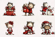 Christmas Cat Clipart, a Seasonal Illustration by CreationArt (Thumbnail 4 of 7)