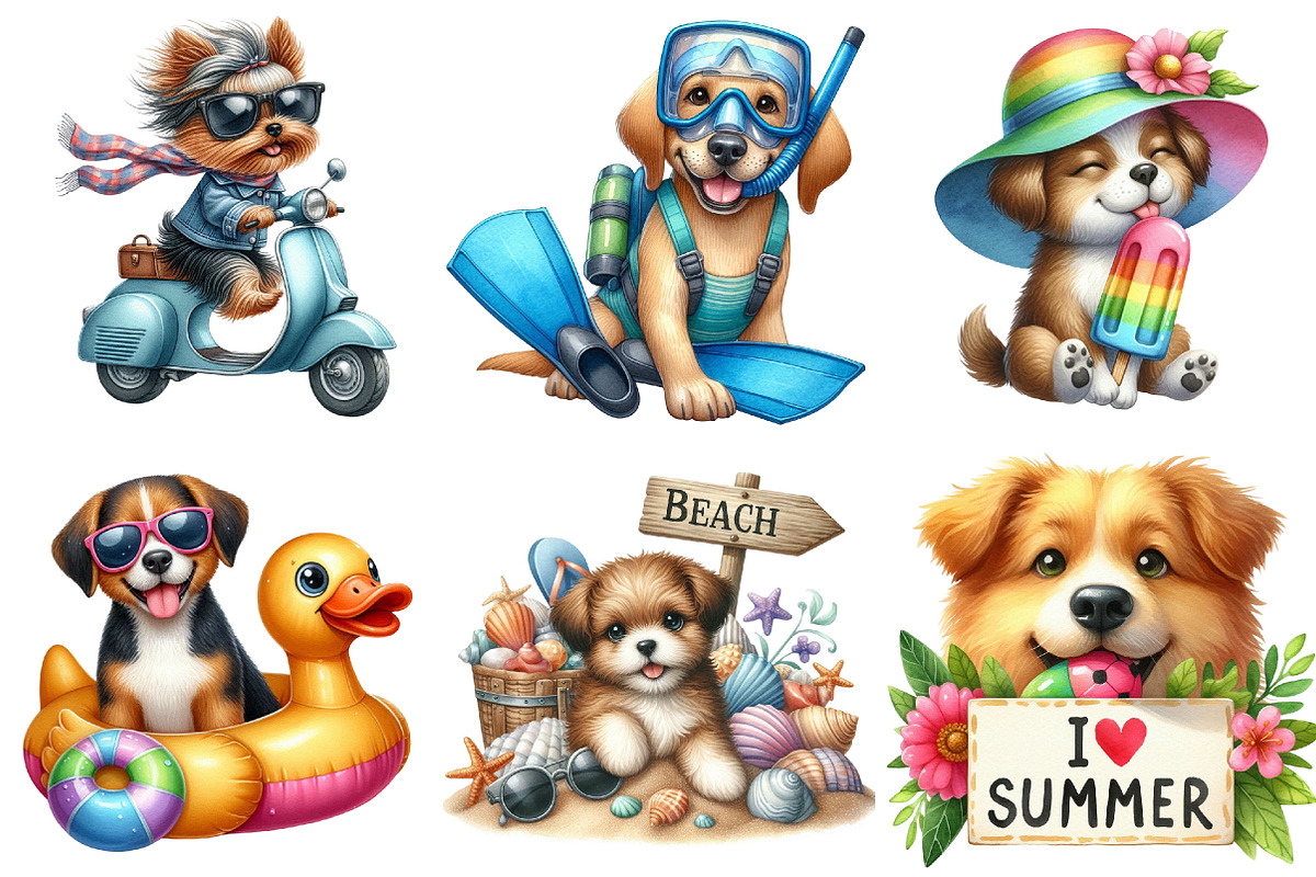 Dog Love Summer Clipart, an Illustration by Pixels.Craft (Photo 6 of 8)