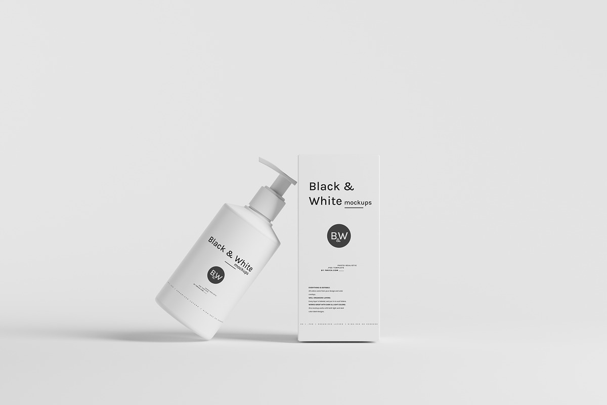 Black & White Mockups - Pump Bottles, a Packaging Mockup by pmvch (Photo 75 of 160)