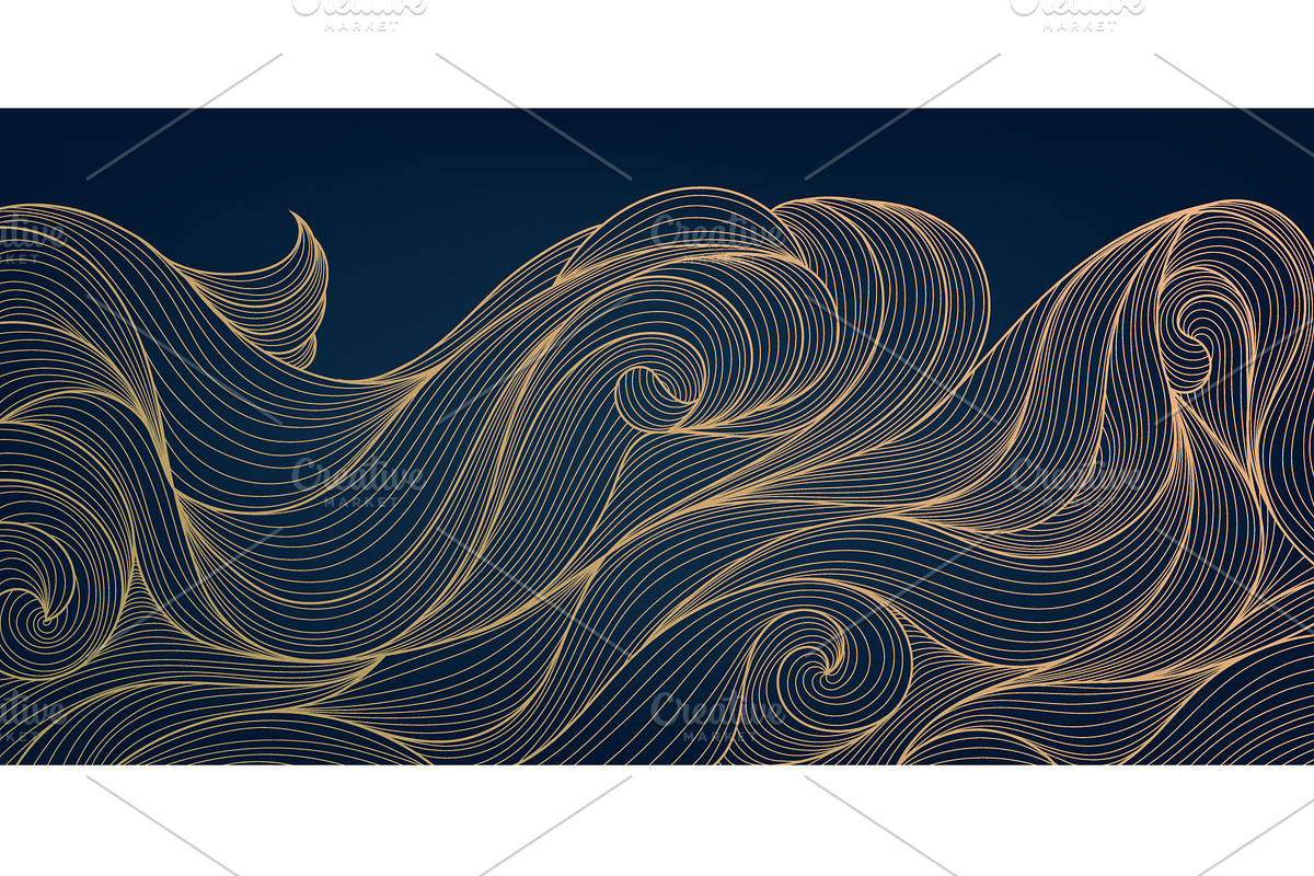 Water And Waves Golden Backgrounds, a Background Graphic by Marylia (Photo 5 of 22)