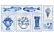 Hand drawn Amalfi coast postage, a Food Illustration by Zimages (Thumbnail 1 of 3)