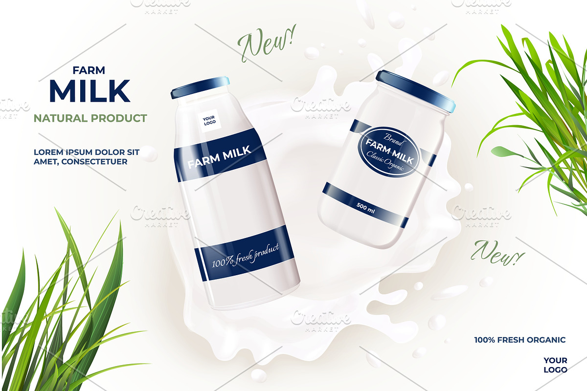 Realistic milk ad. Diary product, a Food Illustration by Stock-Smart-Start