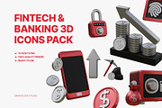 Fintech & Banking 3D Icons Pack, an Object Illustration by graphicook (Thumbnail 1 of 3)