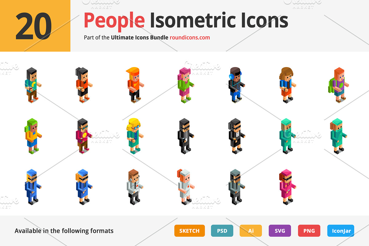 20 People Isometric Icons, an Icon by Vectopus.com