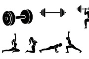 Fitness Workout Silhouette Icon Set, an Illustration by musafir_fashion (Thumbnail 17 of 51)