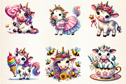 Watercolor Unicorn Cute Cow Clipart, a Seasonal Illustration by DreamArtGraphic (Thumbnail 4 of 4)