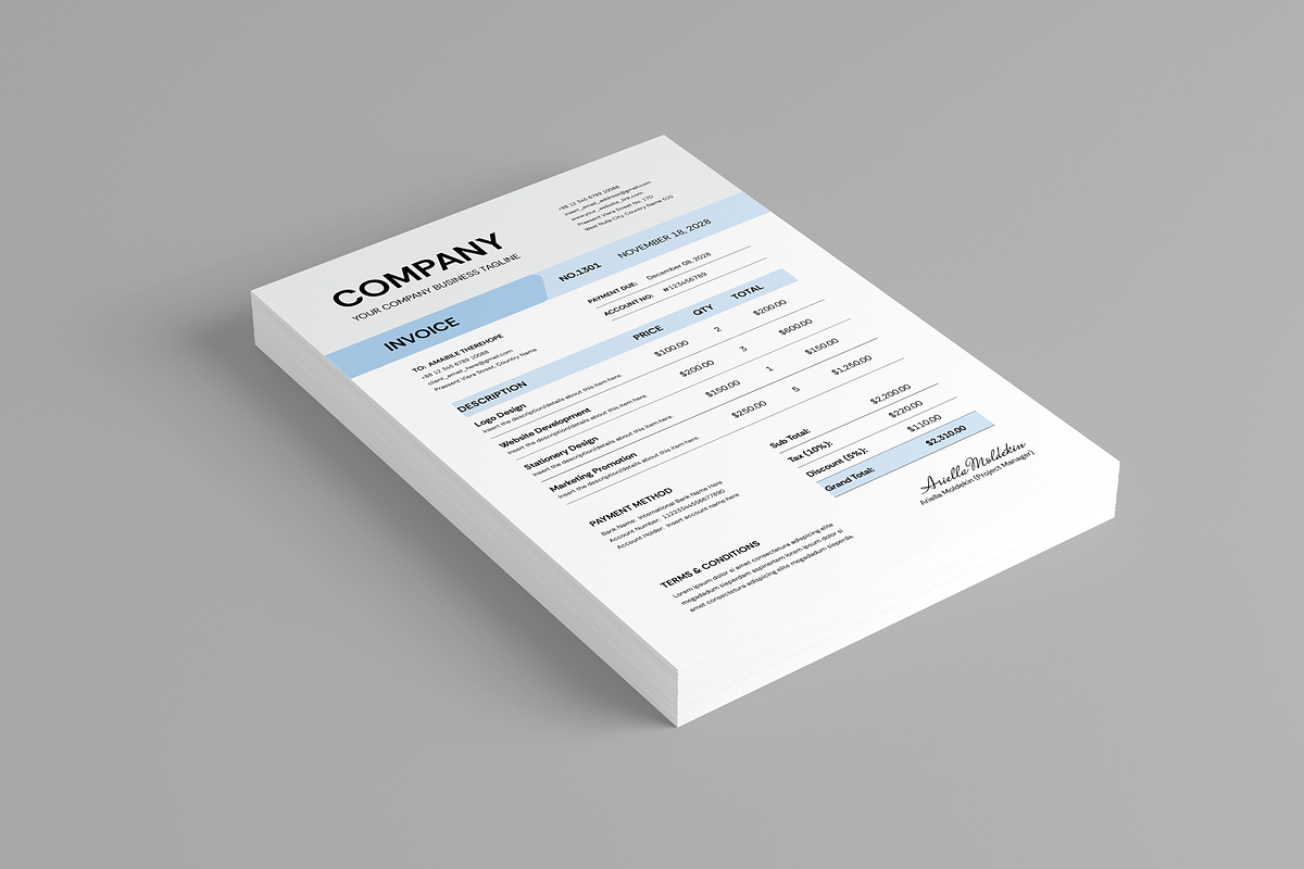 Invoice & Letterhead Template, a Stationery Template by Leaflove (Photo 2 of 5)