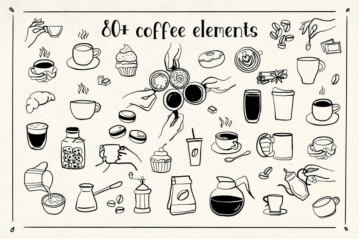 COFFEE LINE ART ILLUSTRATIONS, a Food Illustration by La Petite Line Art (Photo 2 of 12)