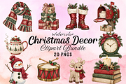 Watercolor Christmas Decor Clipart 1, a Seasonal Illustration by Ink Gallery (Thumbnail 1 of 8)