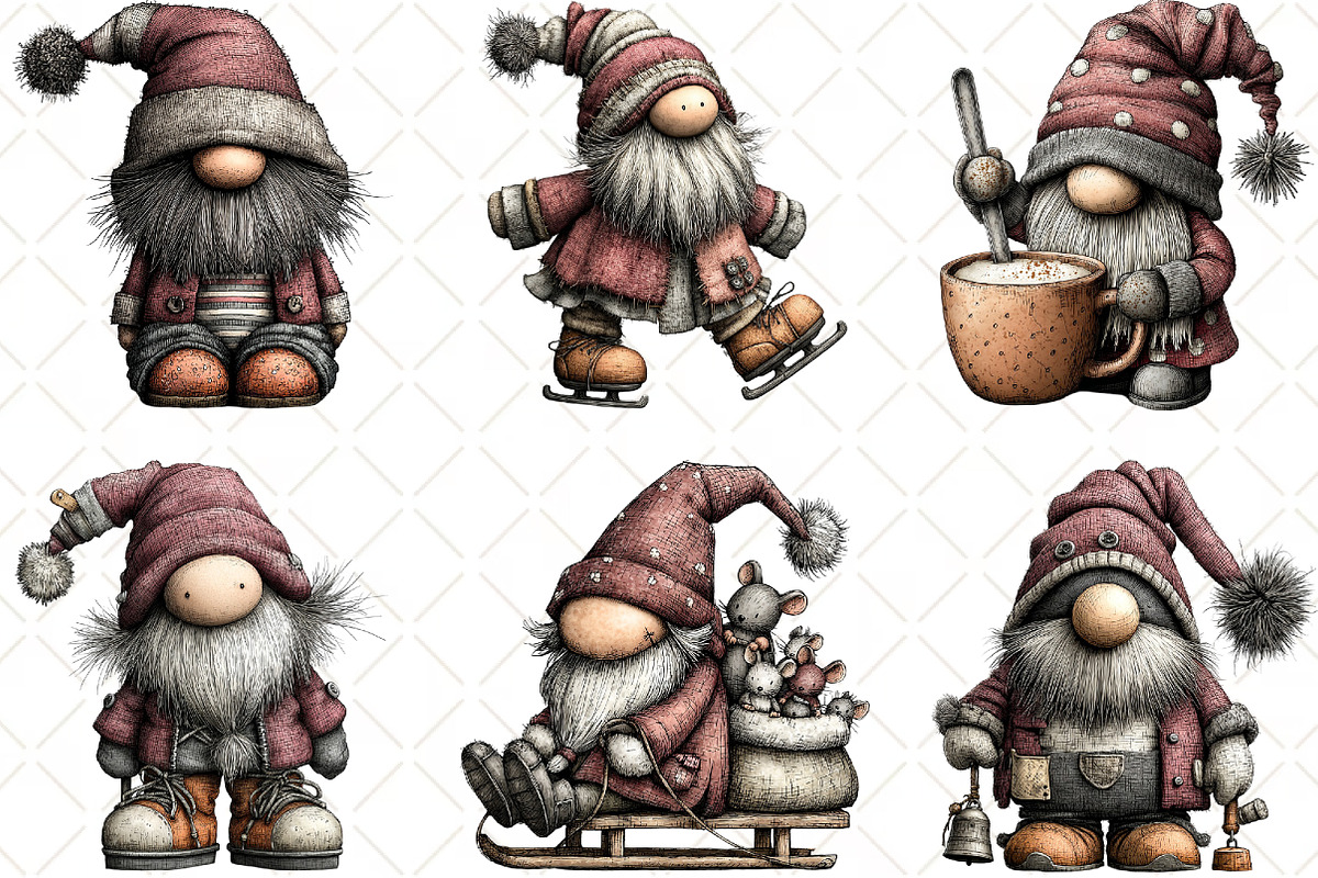 Whimsical Gnome Clipart, an Illustration by Black Bird Studio (Photo 2 of 6)