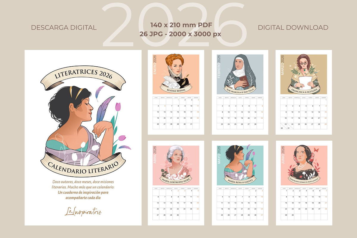 2026 Calendario Literatrices, an Illustration by La Inspiratriz (Photo 1 of 5)