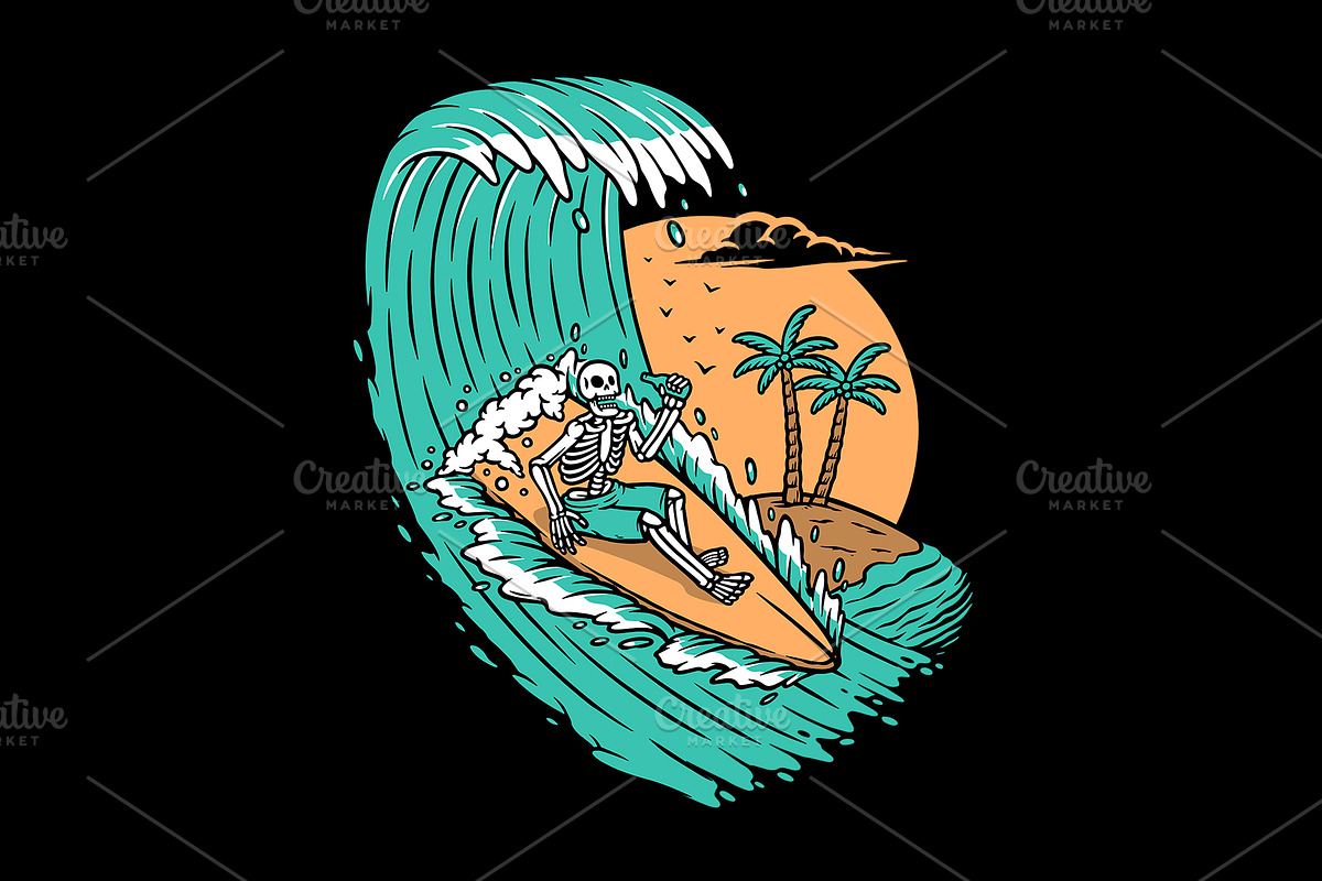 Enjoy the sea waves illustration, an Illustration by gunaonedesign (Photo 1 of 6)