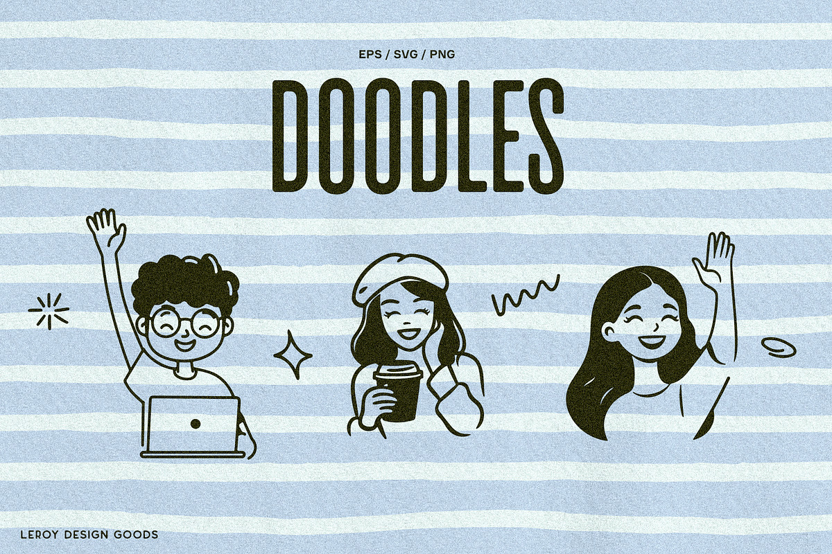Vector Doodles People Sketch Set 1, a Graphic by LEROY Design (Photo 3 of 9)