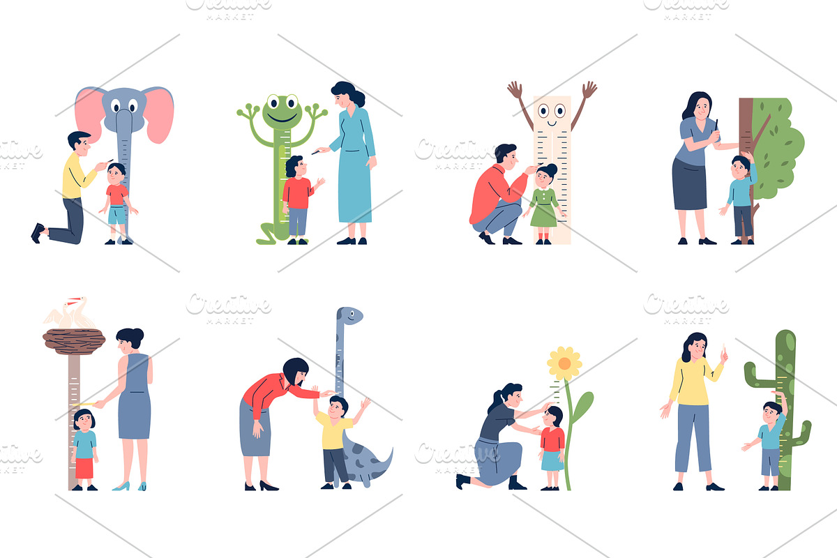 Parents measuring height. Chart for, a Person Illustration by LadadikArt