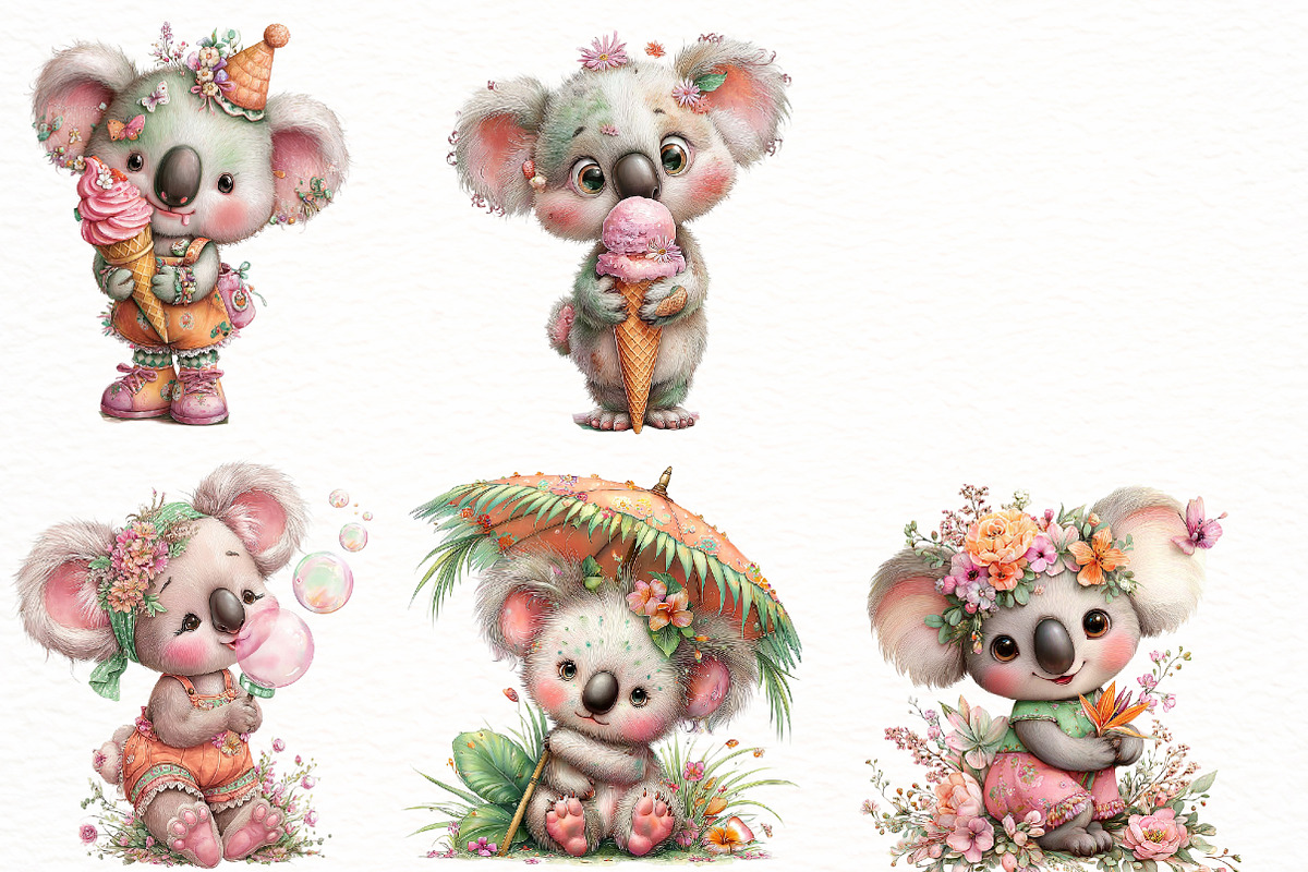 Whimsical summer koala Clipart, an Illustration by Designworld (Photo 4 of 7)