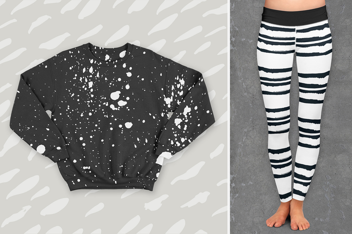 Black&White patterns + ink elements, a Pattern Graphic by Bosotochka♥Art (Photo 6 of 9)
