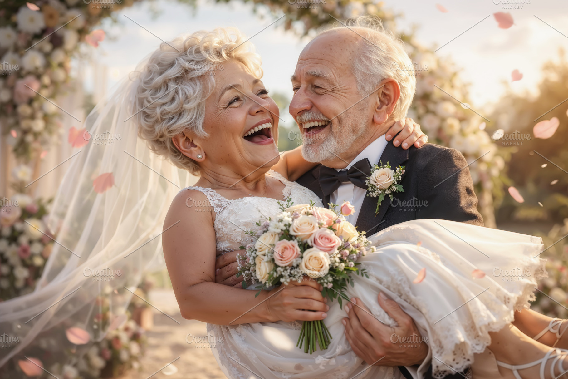An elderly couple celebrating their, a Person Photo by angellodeco