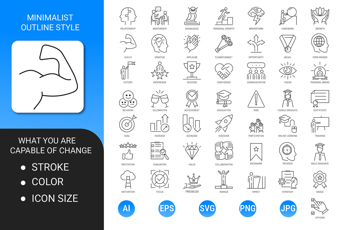 Growth minimalist outline icon set, an Outline Icon by Icons (Photo 2 of 3)
