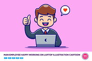 Man Employee Happy Working On Laptop, a Person Illustration by Catalyst ...