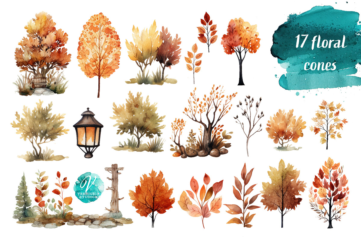 Autumn Cottages Watercolor, a Seasonal Illustration by Verdigris Studios (Photo 3 of 4)