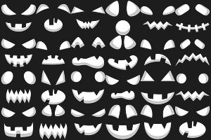 Halloween Pumpkin Monster Face Set 1