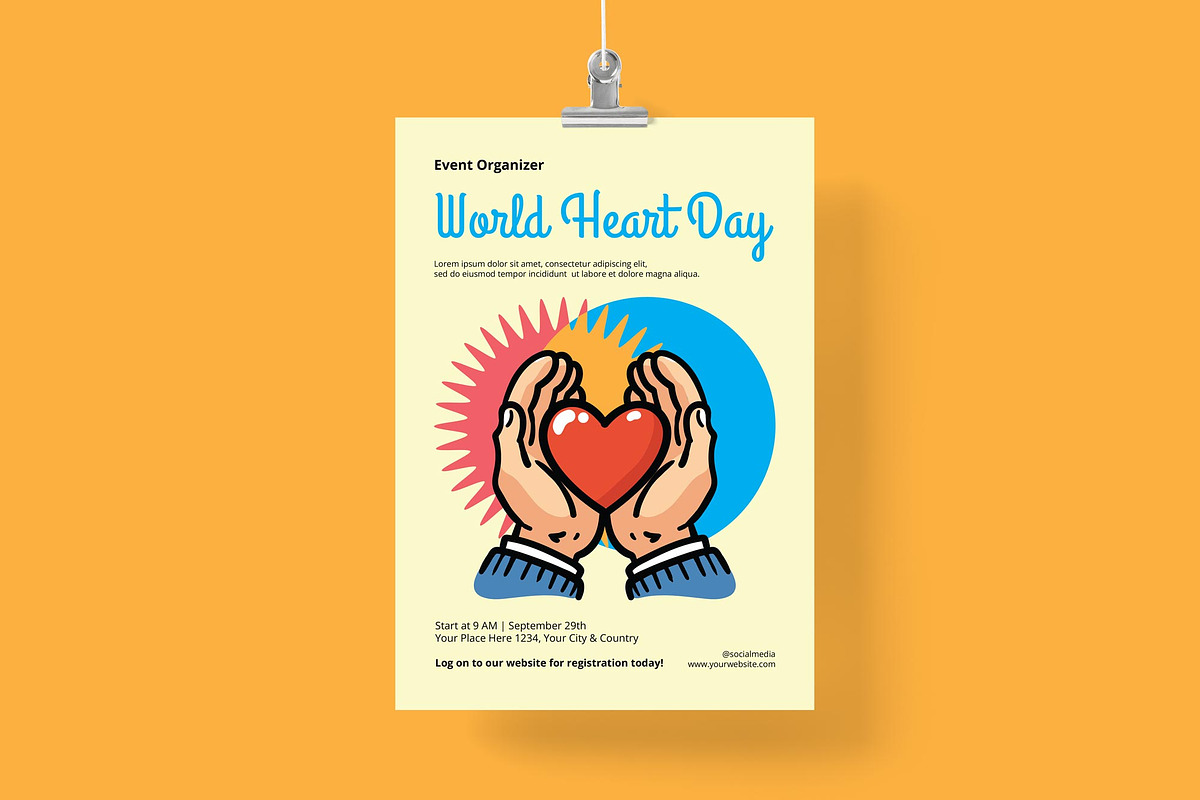 World Heart Day Poster/ Flyer, a Flyer Template by Juru Rancang Graphic (Photo 1 of 3)