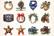 Western Cowboy Christmas Clipart, an Illustration by DreamCafeArt (Thumbnail 2 of 5)