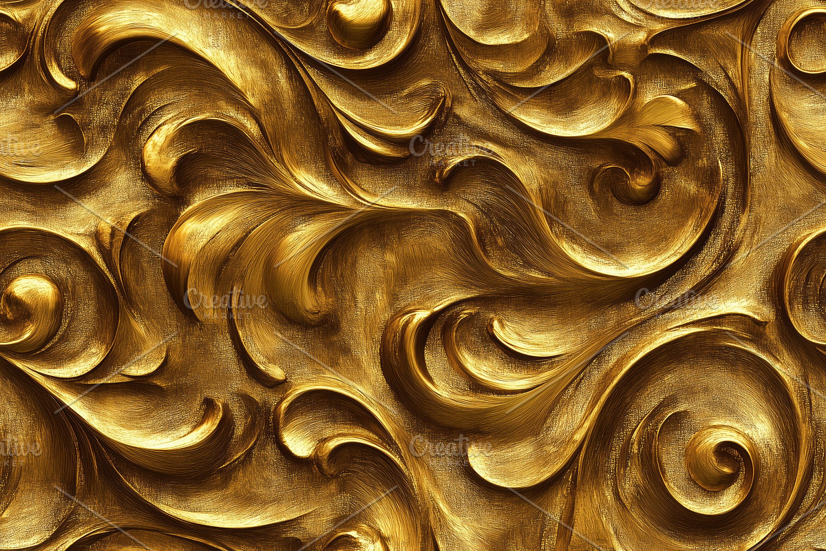 Seamless ornate golden texture featuring swirling patterns and intricate design, a Texture Graphic by Textures & Backgrounds