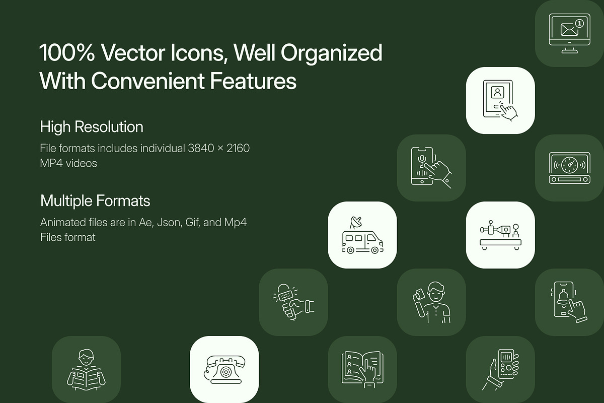 Animated Communication Icon Pack, an Outline Icon by Prosymbols (Photo 2 of 4)