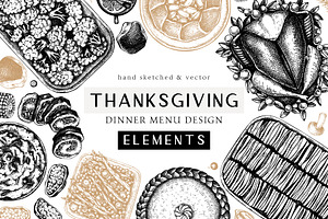 Thanksgiving Day Food Illustrations