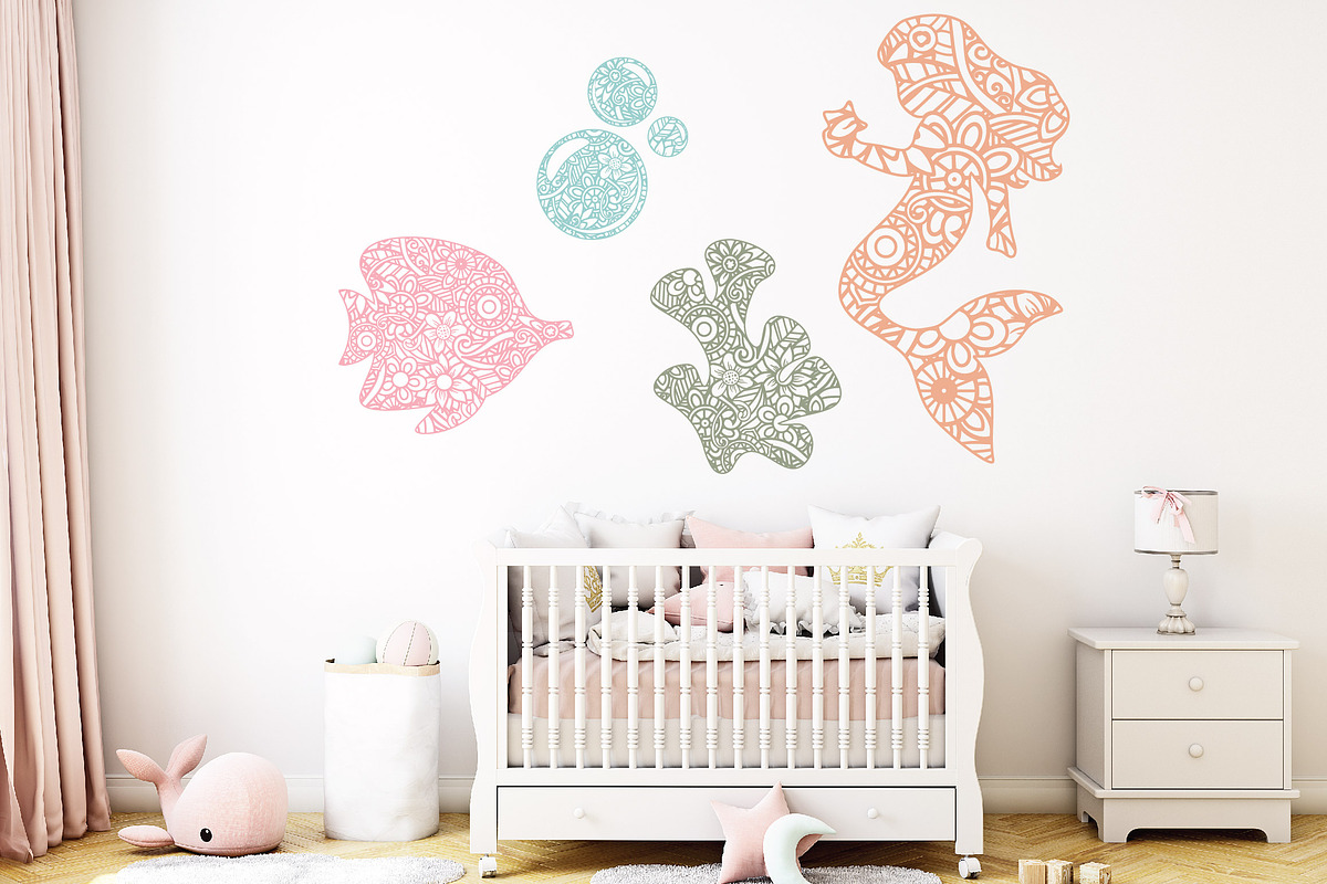 Mermaid Mandala SVG Bundle, an Animal Illustration by OldMarket Designs (Photo 6 of 10)