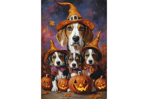 Halloween Foxhound Dog Wall Decor, an Animal Illustration by Art Paradise Studios