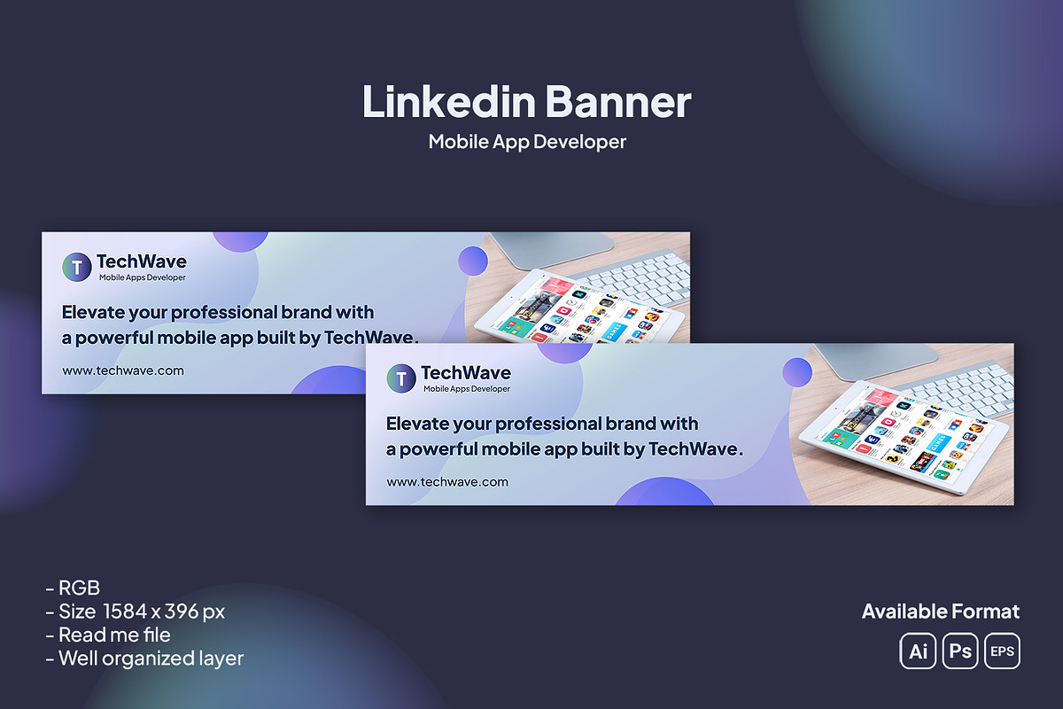 Mobile App Developer Linkedin Banner, an UI Kit Template by Fannan Studio (Photo 3 of 3)