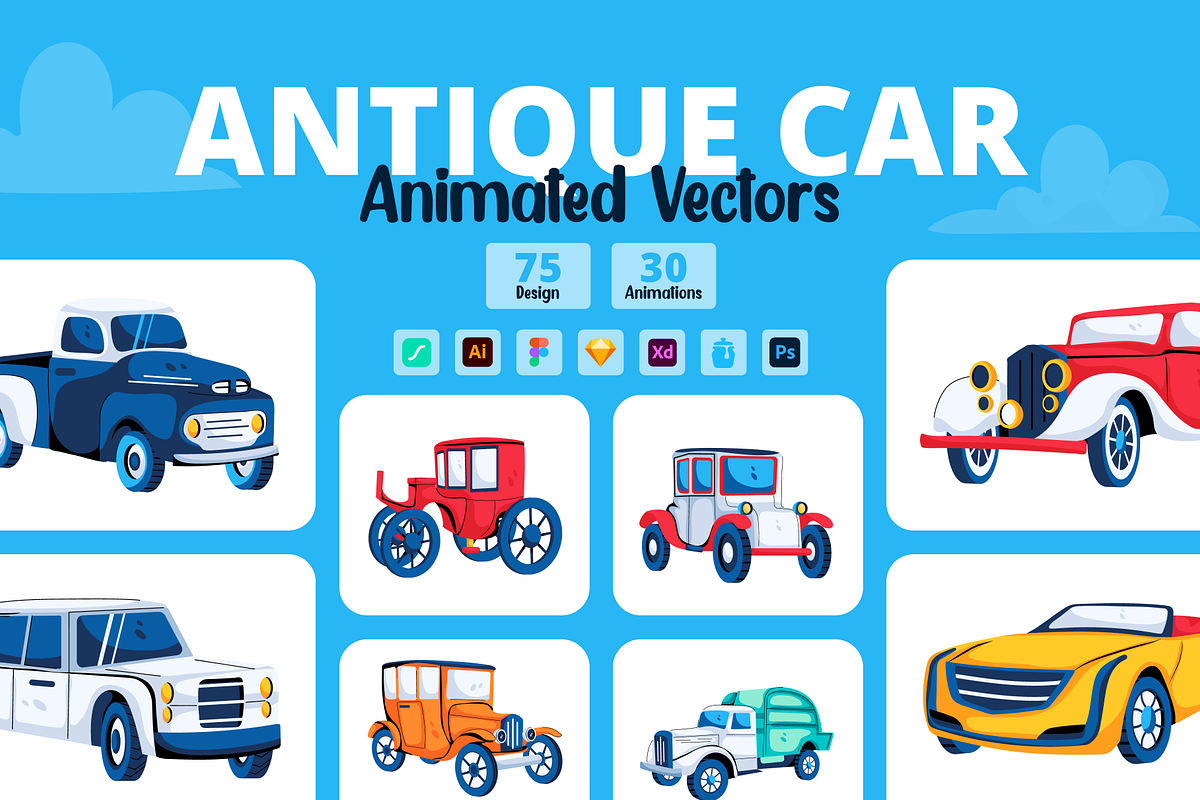 Animated Antique Car Vectors, a Duotone Icon by Prosymbols (Photo 1 of 14)