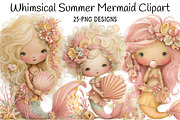 Whimsical Summer Mermaid Clipart, an Illustration by Daily.Designs (Thumbnail 1 of 6)