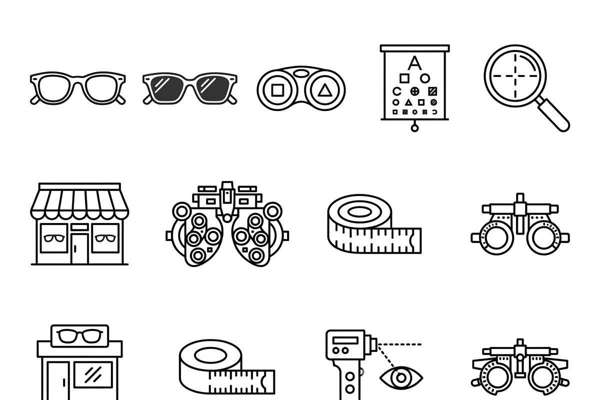 Bundles Set Optical Store Icons, an Outline Icon by adenpinkstore (Photo 2 of 44)