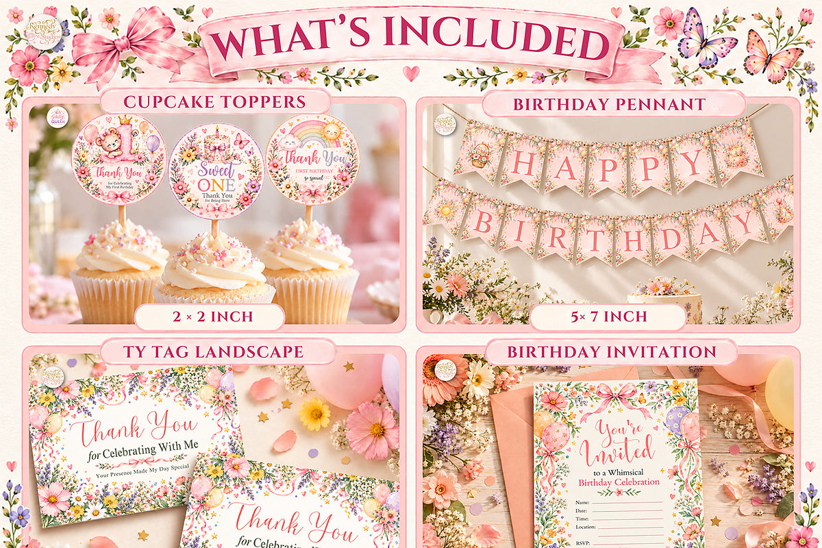 Wildflower Birthday Bundle Canva, a Marketing Template by KennedyStudio (Photo 3 of 20)