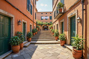 Sunlit courtyard, a Photo by rarrarorro