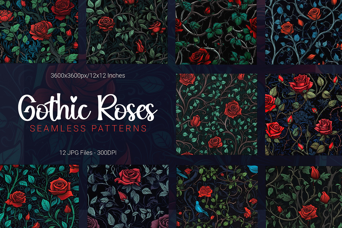 Gothic Roses Seamless Patterns