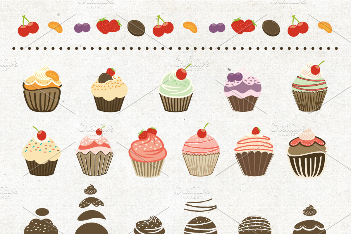 11 Delicious Cupcakes, a Decorative Illustration by SasiHouse (Photo 2 of 2)