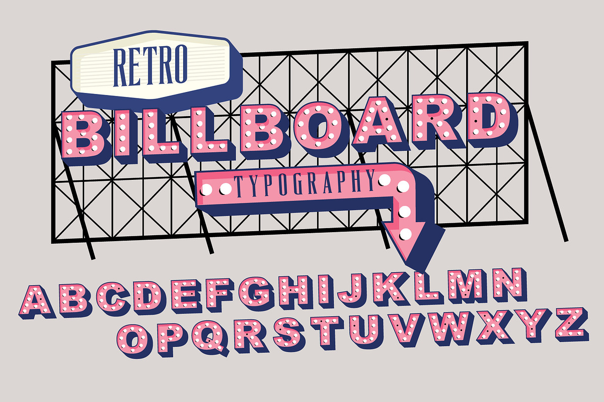 retro signage/ billboard typography, an Illustration by lyeyee