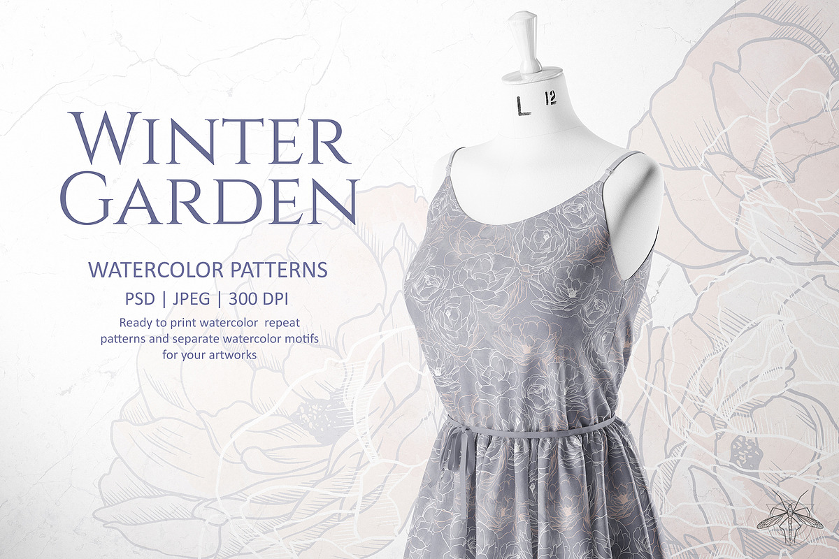 Winter garden | Watercolor patterns, a Pattern Graphic by Tanya Vollar (Photo 9 of 9)