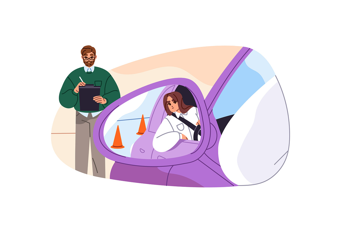 Education in driving school set, a Transportation Illustration by PaperTrident (Photo 2 of 7)