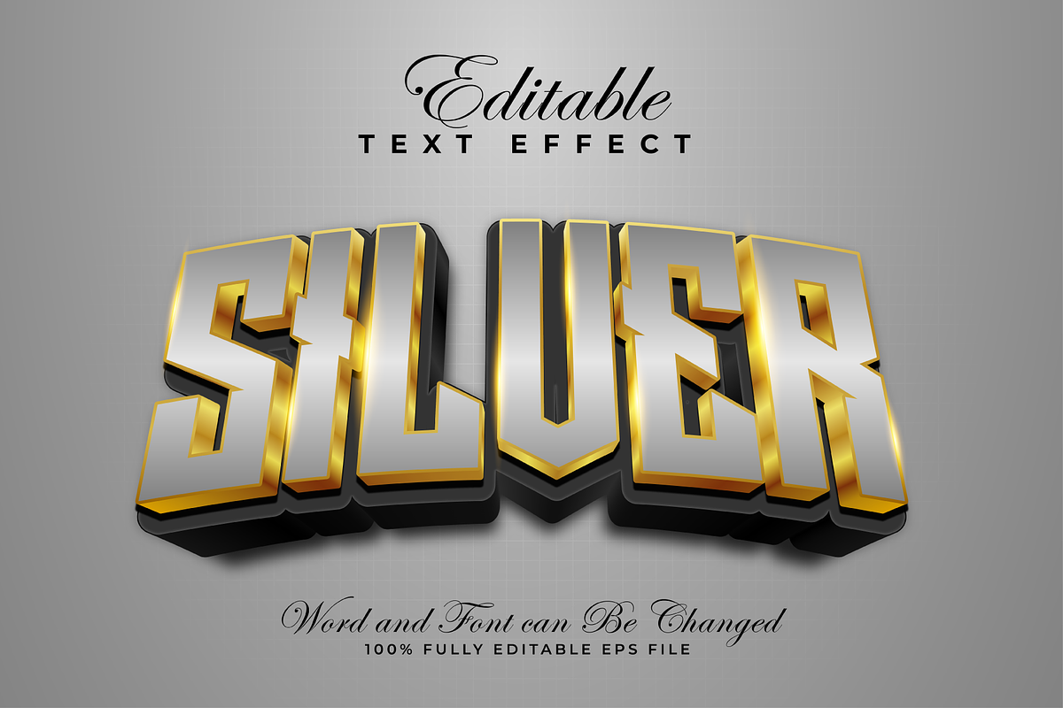 Silver 3D Text Effects Pack | EPS, a Layer Style Add-On by padilah_a (Photo 4 of 5)