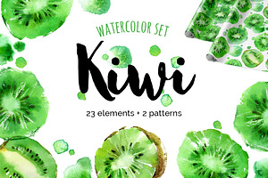 Watercolor kiwi fruit