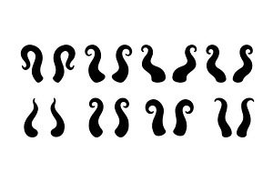 Set of black curved horns. Vector, an Object Illustration by GraphiShop