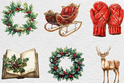 Vintage Christmas Clipart Bundle, an Illustration by Black Bird Studio (Thumbnail 5 of 6)