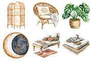 Watercolor Boho Interior Clipart, an Illustration by Daily.Designs (Thumbnail 4 of 5)