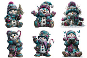 Merry Christmas Snowman Clipart, an Illustration by Craft Nest (Thumbnail 8 of 10)