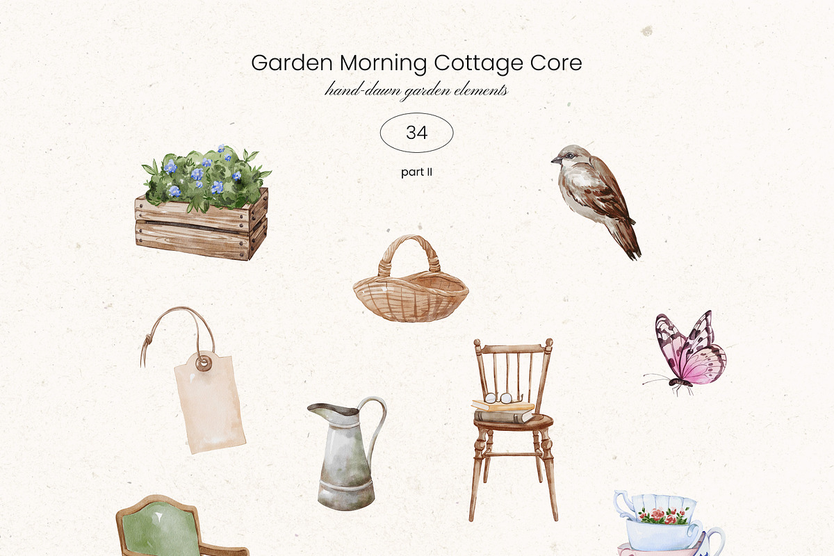 Garden Morning Cottage Core set, a Decorative Illustration by Yuliia Lashevska (Photo 10 of 17)
